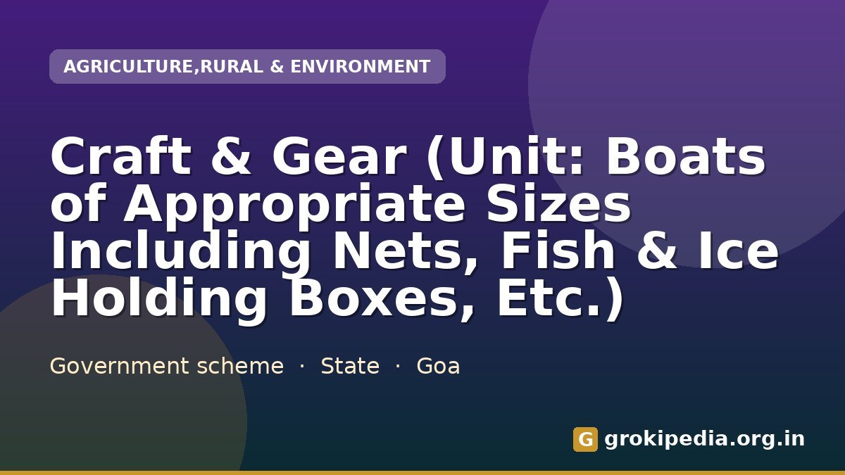 Craft & Gear (Unit: Boats of Appropriate Sizes Including Nets, Fish & Ice Holding Boxes, Etc.)