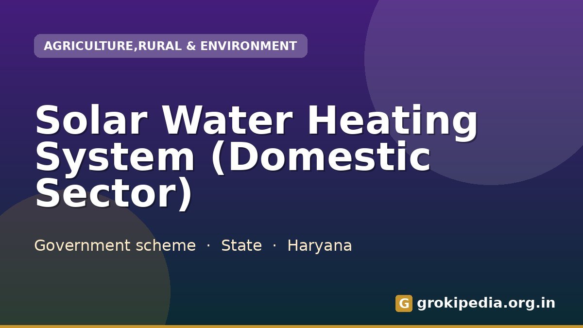 Solar Water Heating System (Domestic Sector)